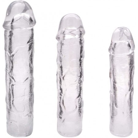 Reusable Penis Sleeve Cock Enlarger Condom Ultra-Soft Extension (3pcs)